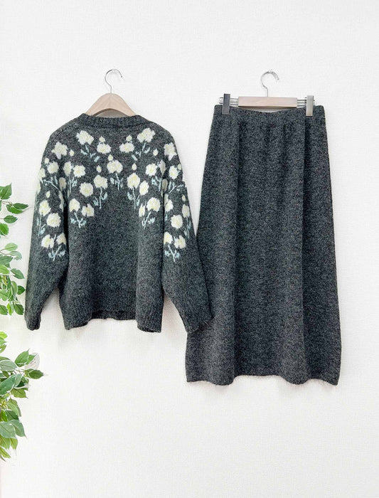 フラワー刺繍カーディガン＆ワンピース セットアップ