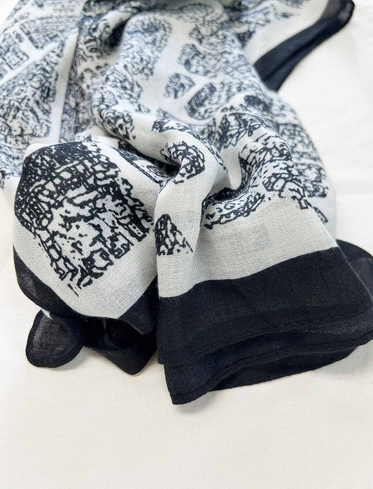 モノトーンアート大判ストール