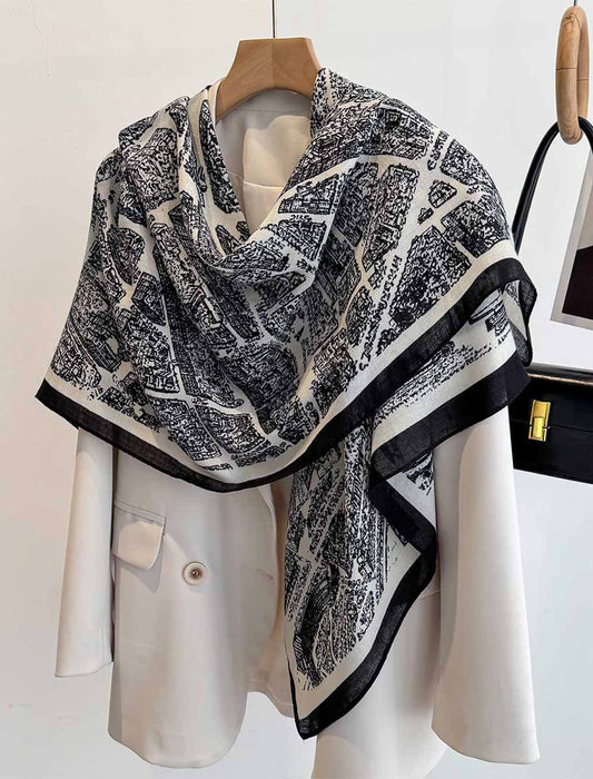 モノトーンアート大判ストール