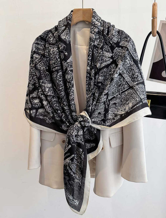 モノトーンアート大判ストール