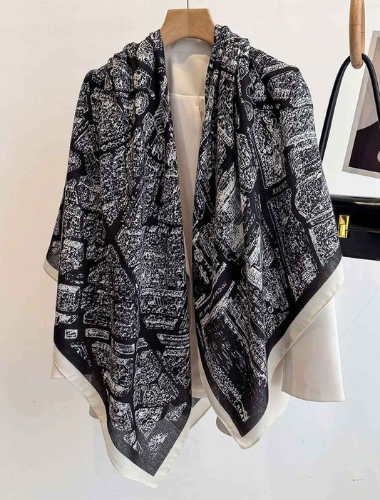 モノトーンアート大判ストール