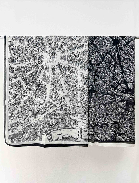 モノトーンアート大判ストール