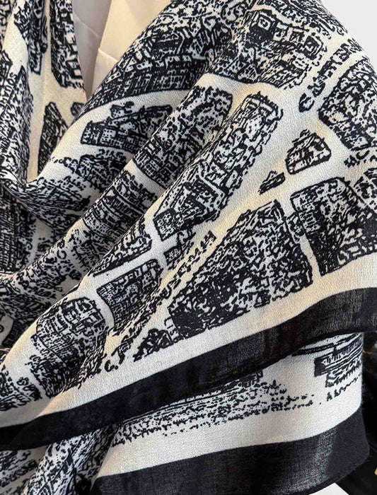 モノトーンアート大判ストール