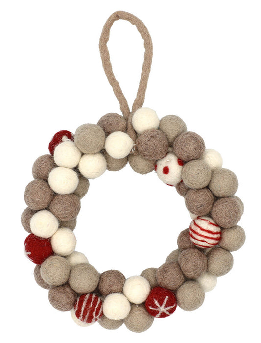 フェルトポンポンリース