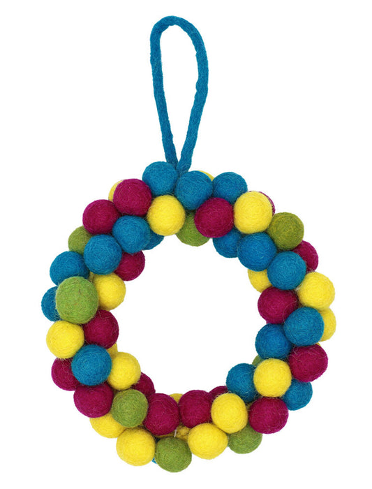 フェルトポンポンリース