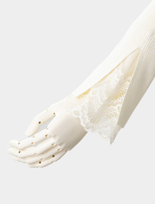 ＜Northmallオリジナル＞シアバター加工袖レースニット