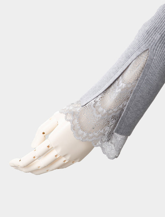 ＜Northmallオリジナル＞シアバター加工袖レースニット