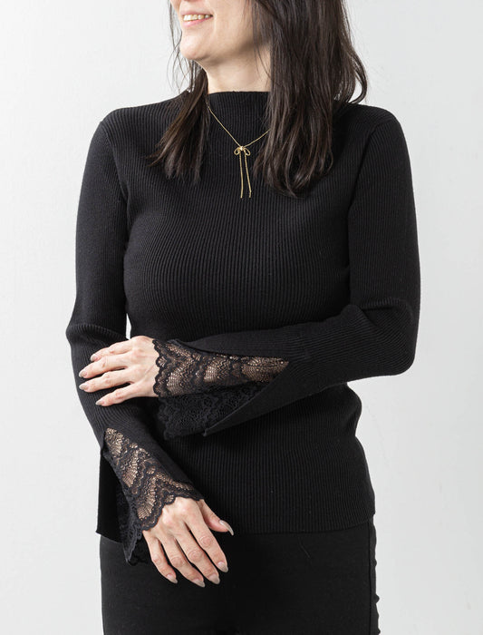 ＜Northmallオリジナル＞シアバター加工袖レースニット