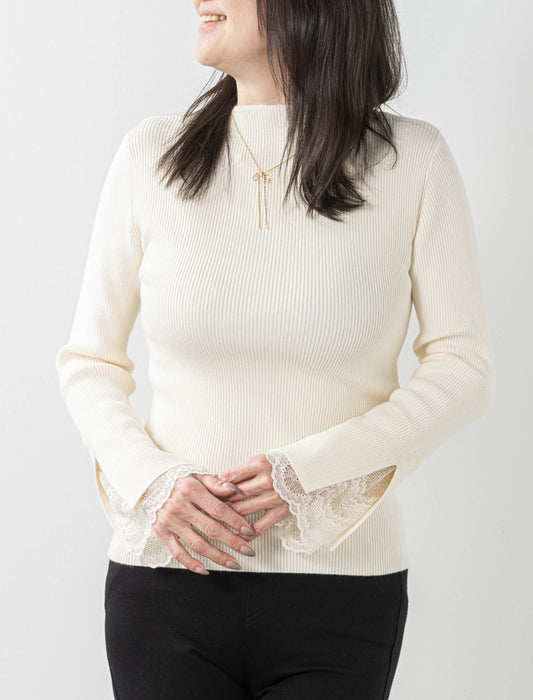 ＜Northmallオリジナル＞シアバター加工袖レースニット