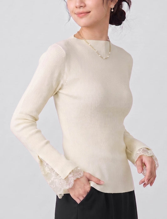 ＜Northmallオリジナル＞シアバター加工袖レースニット