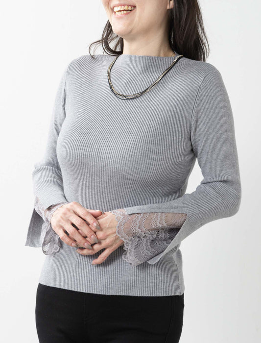 ＜Northmallオリジナル＞シアバター加工袖レースニット