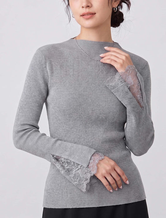 ＜Northmallオリジナル＞シアバター加工袖レースニット