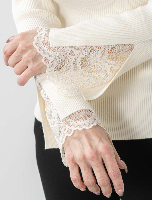 ＜Northmallオリジナル＞シアバター加工袖レースニット