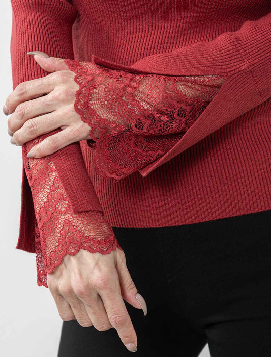 ＜Northmallオリジナル＞シアバター加工袖レースニット