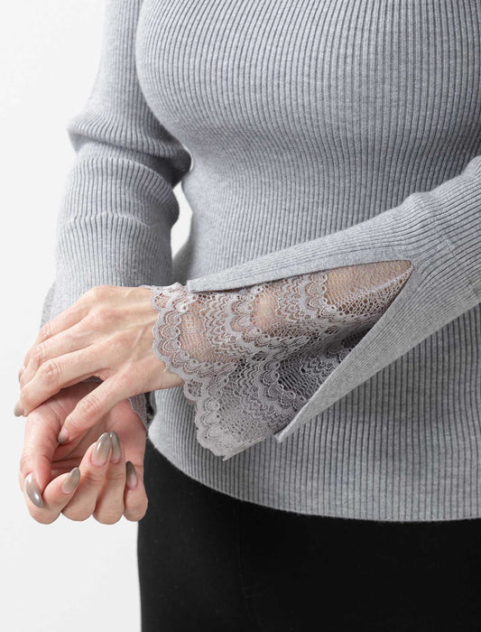 ＜Northmallオリジナル＞シアバター加工袖レースニット