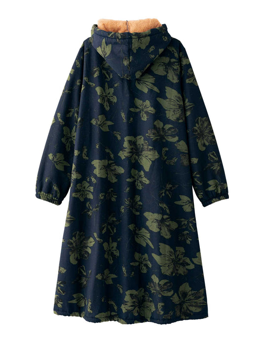 【受注】裏ボア使いプリントロングコート