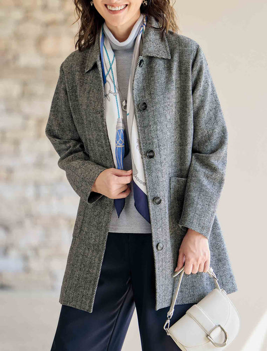 【受注】ヘリンボーン柄ロングジャケット