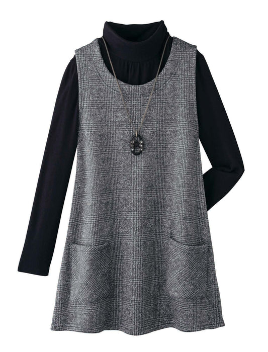 【受注】グレンチェック裏起毛ロングベスト