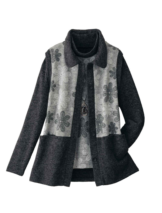 【受注】刺しゅう風プリントアンサンブル