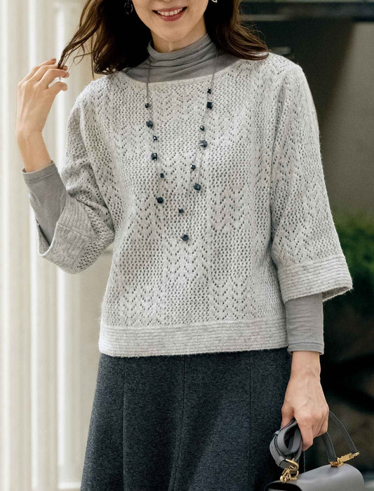 【受注】ウール混杢調ジャカードニットプルオーバー