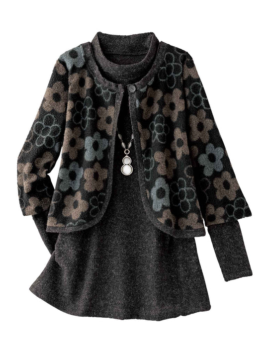 【受注】花柄起毛カットソーアンサンブル