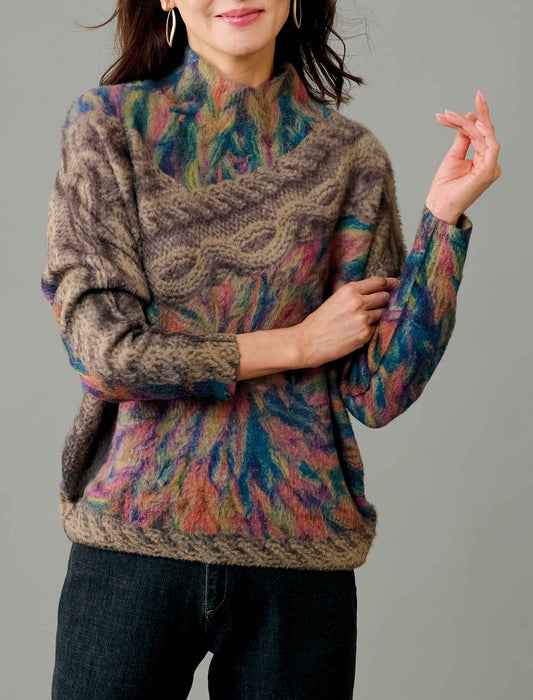 【受注】総柄プリントシャギーセーター