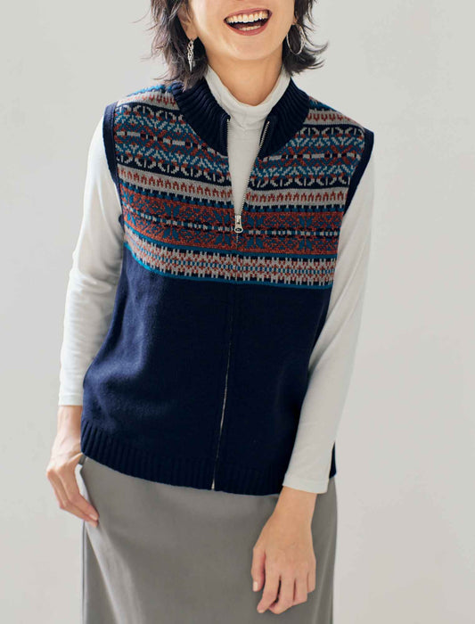 【受注】ノルディック柄ニットベスト
