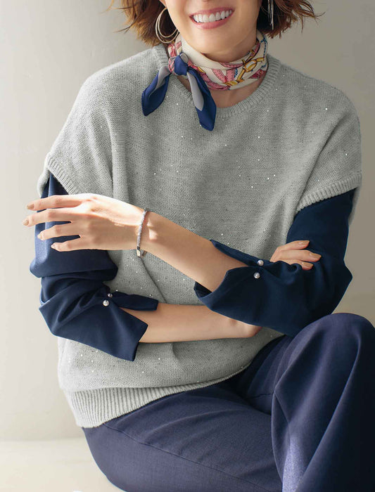 【受注】スパンコール使いニットベスト