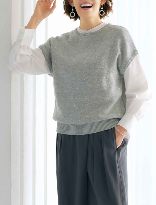 【受注】スパンコール使いニットベスト