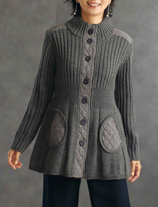 【受注】キルト切替えニットジャケット