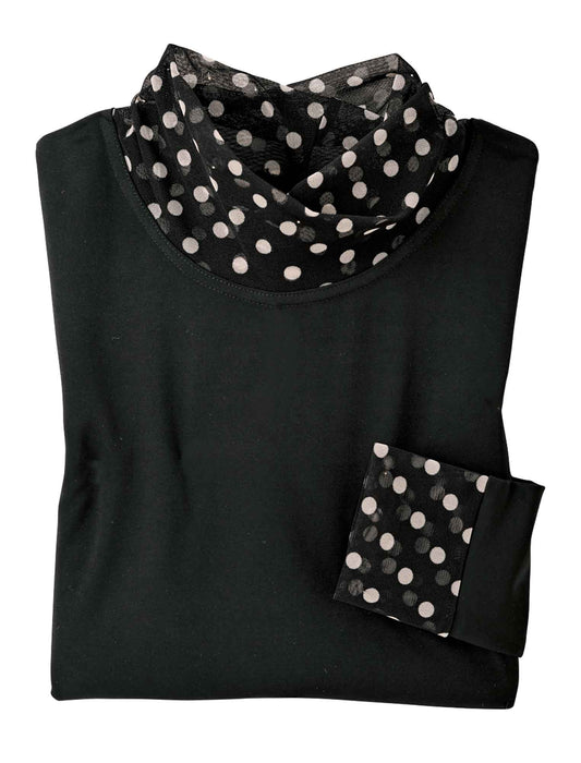 【受注】水玉メッシュ切替プルオーバー2色組