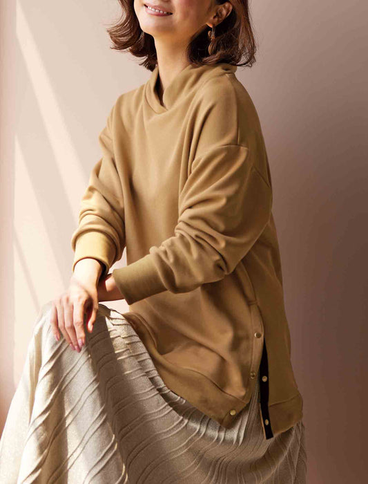 【受注】サイドボタンフードレスパーカー