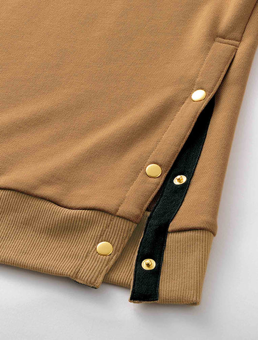 【受注】サイドボタンフードレスパーカー