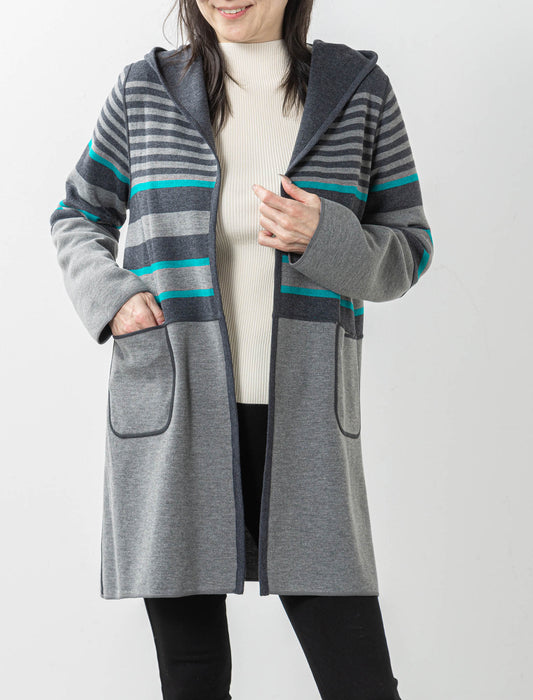 リバーシブルボーダーニットコーディガン