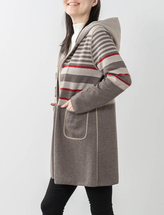 リバーシブルボーダーニットコーディガン