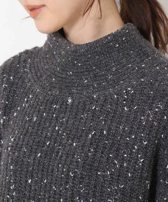 ラメホイルフレンチモックネックプルオーバー