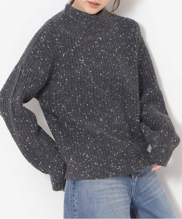 ラメホイルフレンチモックネックプルオーバー