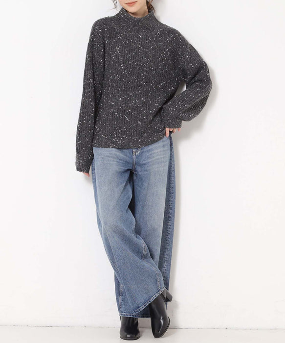 ラメホイルフレンチモックネックプルオーバー
