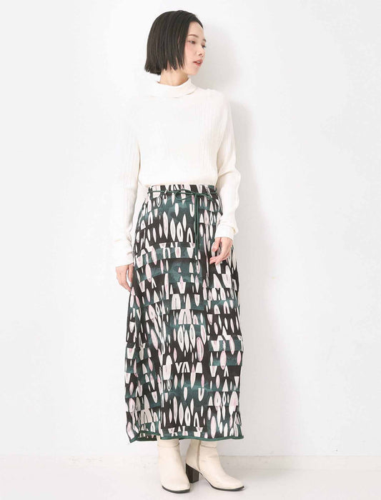 パネル柄パイピングスカート