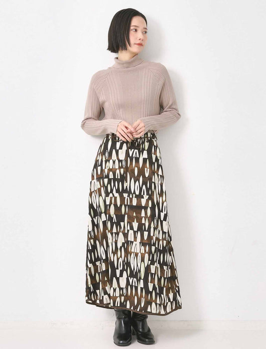 パネル柄パイピングスカート