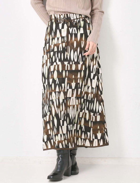 パネル柄パイピングスカート