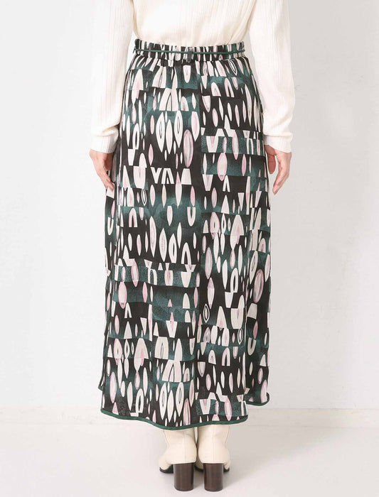 パネル柄パイピングスカート