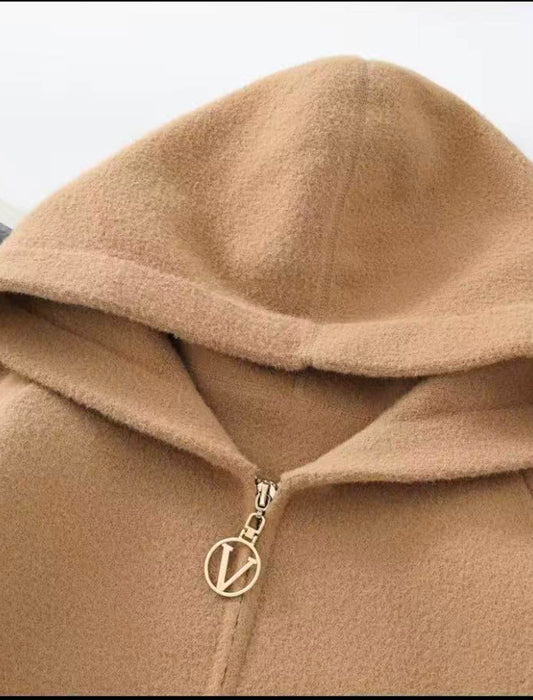 上品カジュアル フード付きショートコート