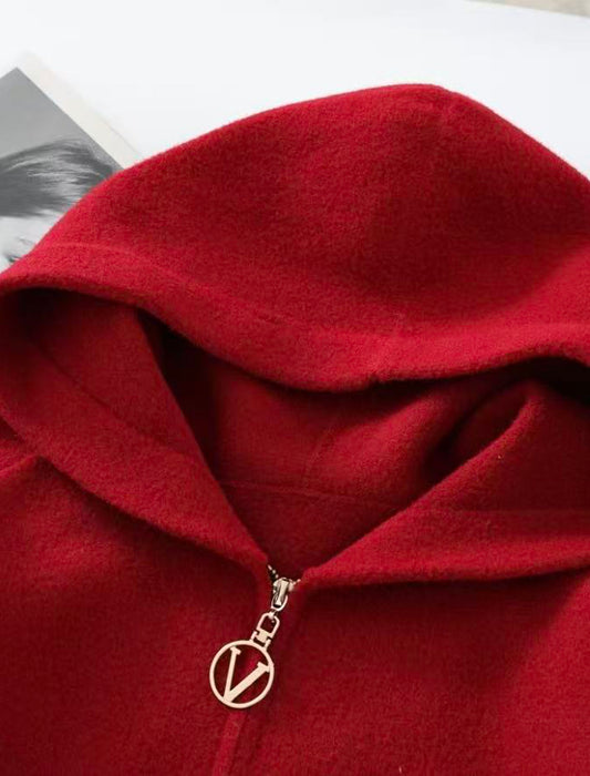 上品カジュアル フード付きショートコート