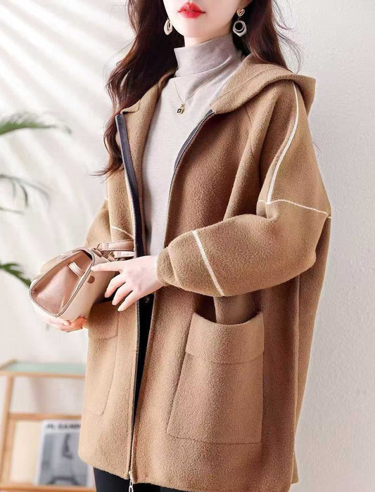 上品カジュアル フード付きショートコート