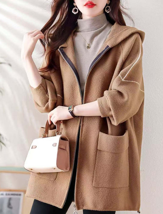 上品カジュアル フード付きショートコート