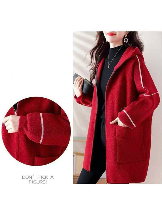 上品カジュアル フード付きショートコート