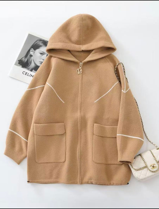 上品カジュアル フード付きショートコート