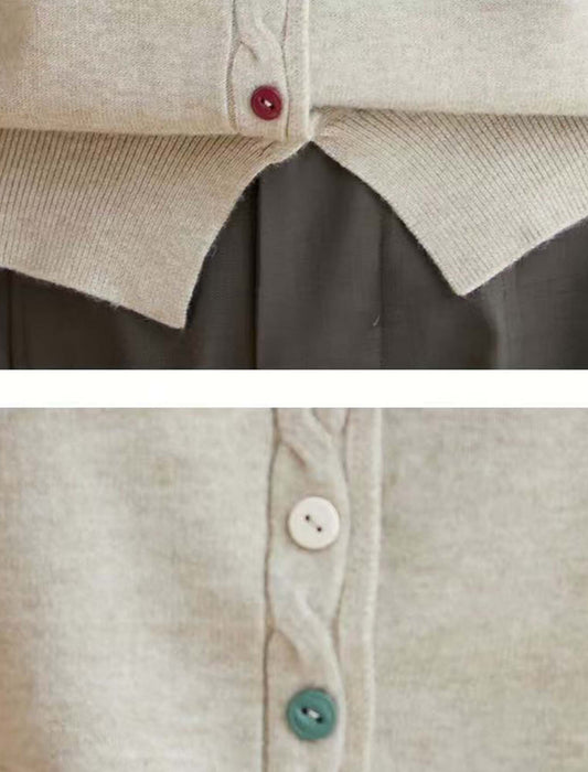 カラーボタンが映える 上品ニットカーディガン