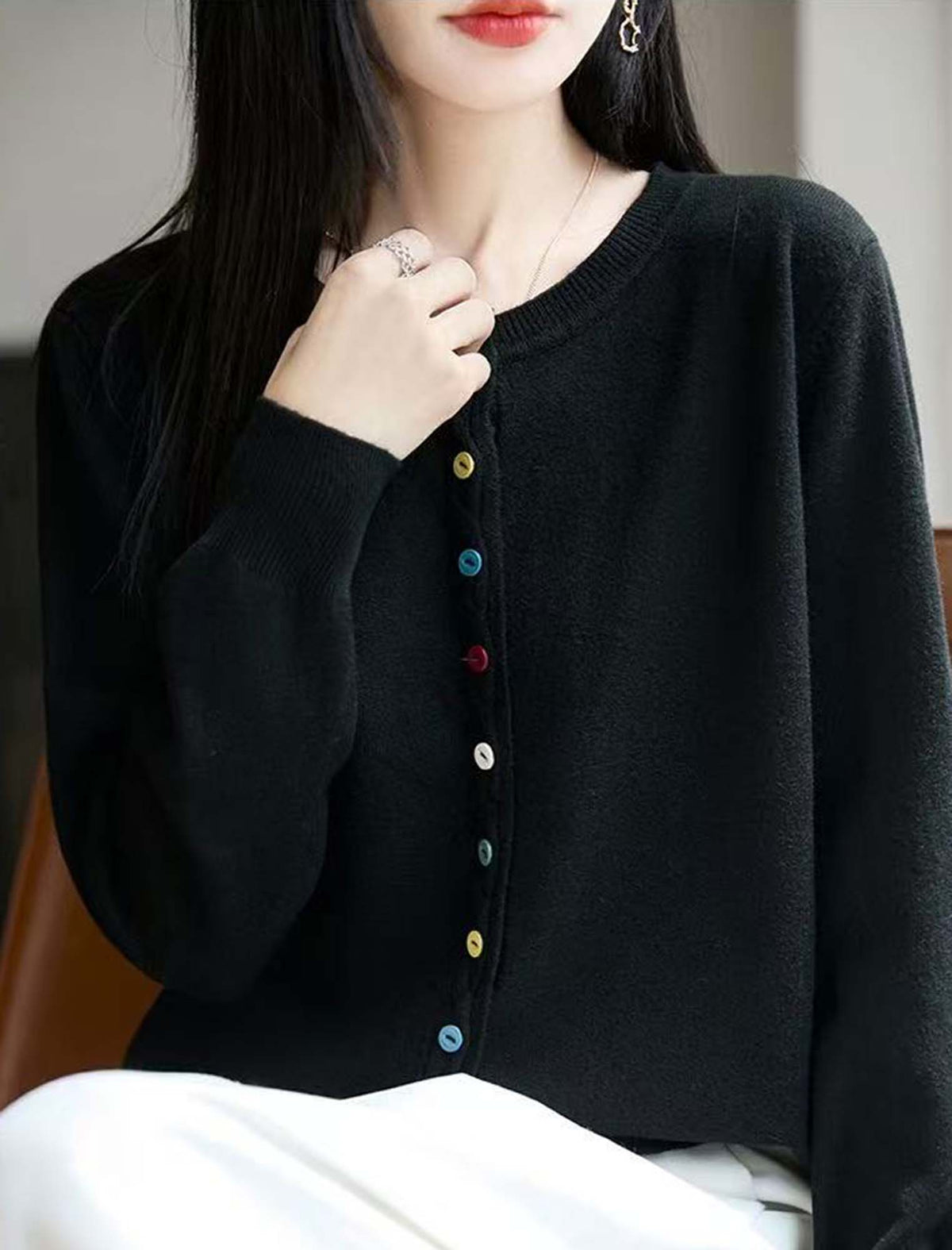 カラーボタンが映える 上品ニットカーディガン | Northmall（ノース